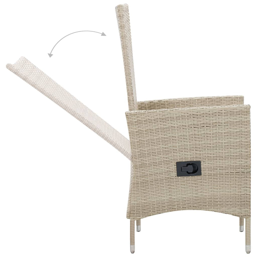 -Delige Tuinset Met Kussens Poly Rattan Beige 9 190 cm tafellengte