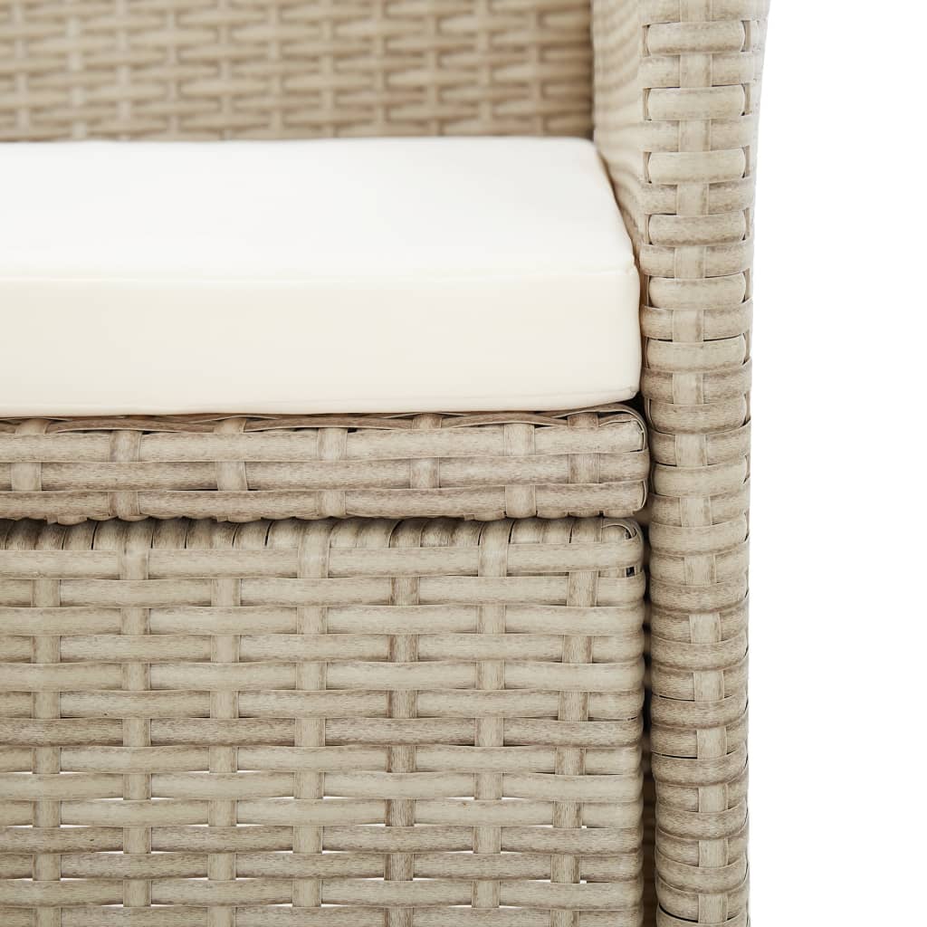 -Delige Tuinset Met Kussens Poly Rattan Beige 9 190 cm tafellengte