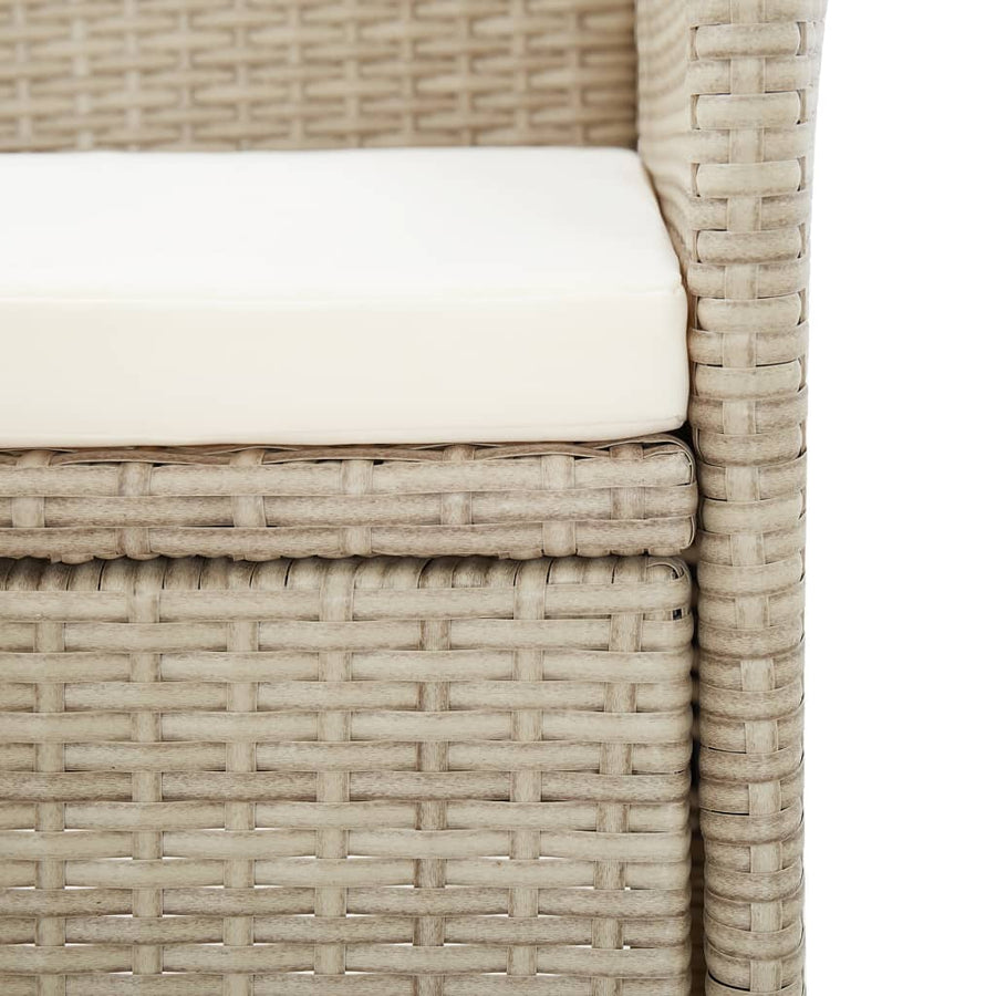 -Delige Tuinset Met Kussens Poly Rattan Beige 9 190 cm tafellengte