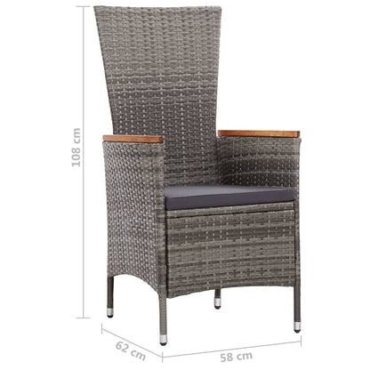 -Delige Tuinset Met Kussens Poly Rattan 9 Grijs