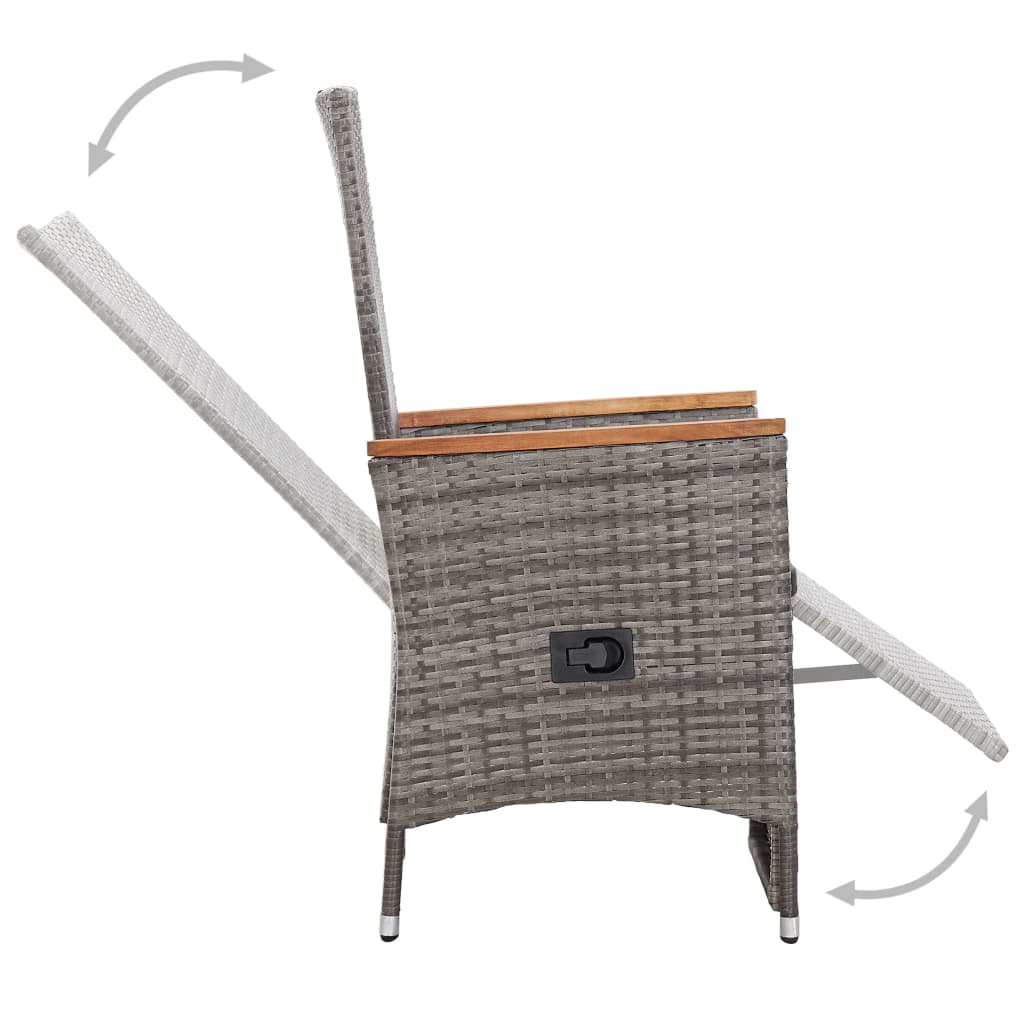 -Delige Tuinset Met Kussens Poly Rattan 9 Grijs