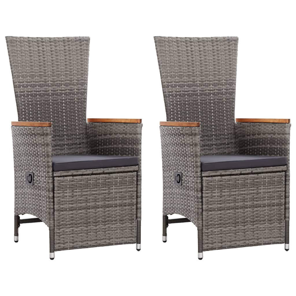 Tuinstoelen Verstelbaar Met Kussens Poly Rattan 1 2 Grijs