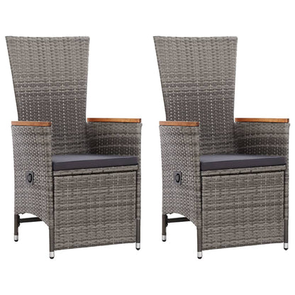 Tuinstoelen Verstelbaar Met Kussens Poly Rattan 1 2 Grijs