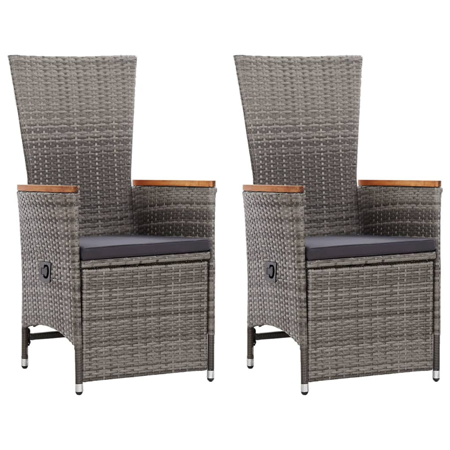 Tuinstoelen Verstelbaar Met Kussens Poly Rattan 1 2 Grijs