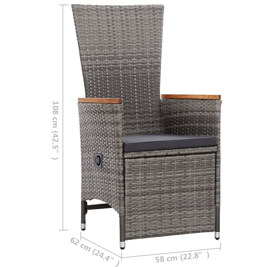 Tuinstoelen Verstelbaar Met Kussens Poly Rattan 1 2 Grijs