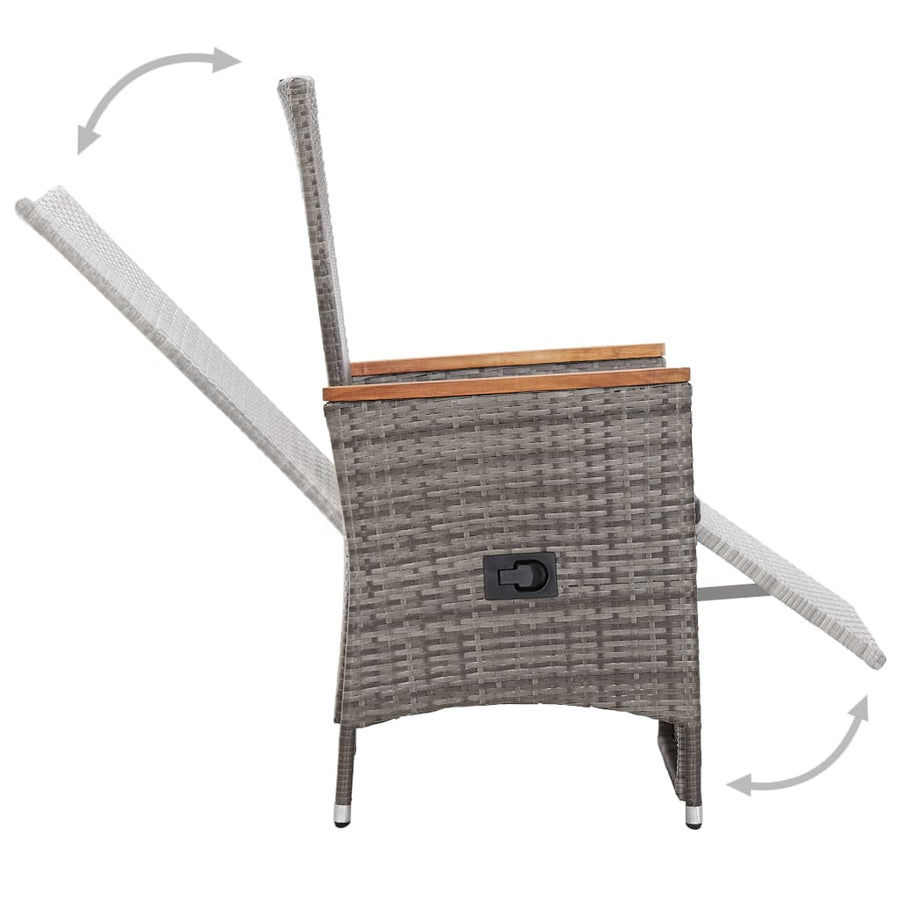 Tuinstoelen Verstelbaar Met Kussens Poly Rattan 1 2 Grijs