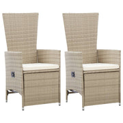 Tuinstoelen 2 st verstelbaar poly rattan beige