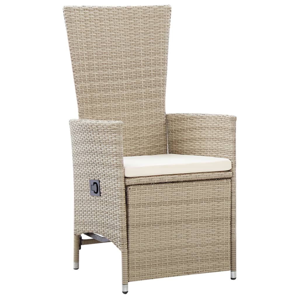 Tuinstoelen Verstelbaar Met Kussens Poly Rattan 1 2 Beige