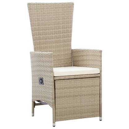 Tuinstoelen Verstelbaar Met Kussens Poly Rattan 1 2 Beige