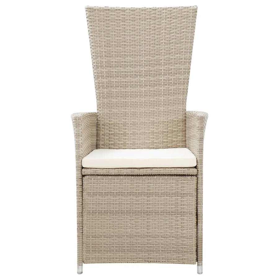 Tuinstoelen Verstelbaar Met Kussens Poly Rattan 1 2 Beige