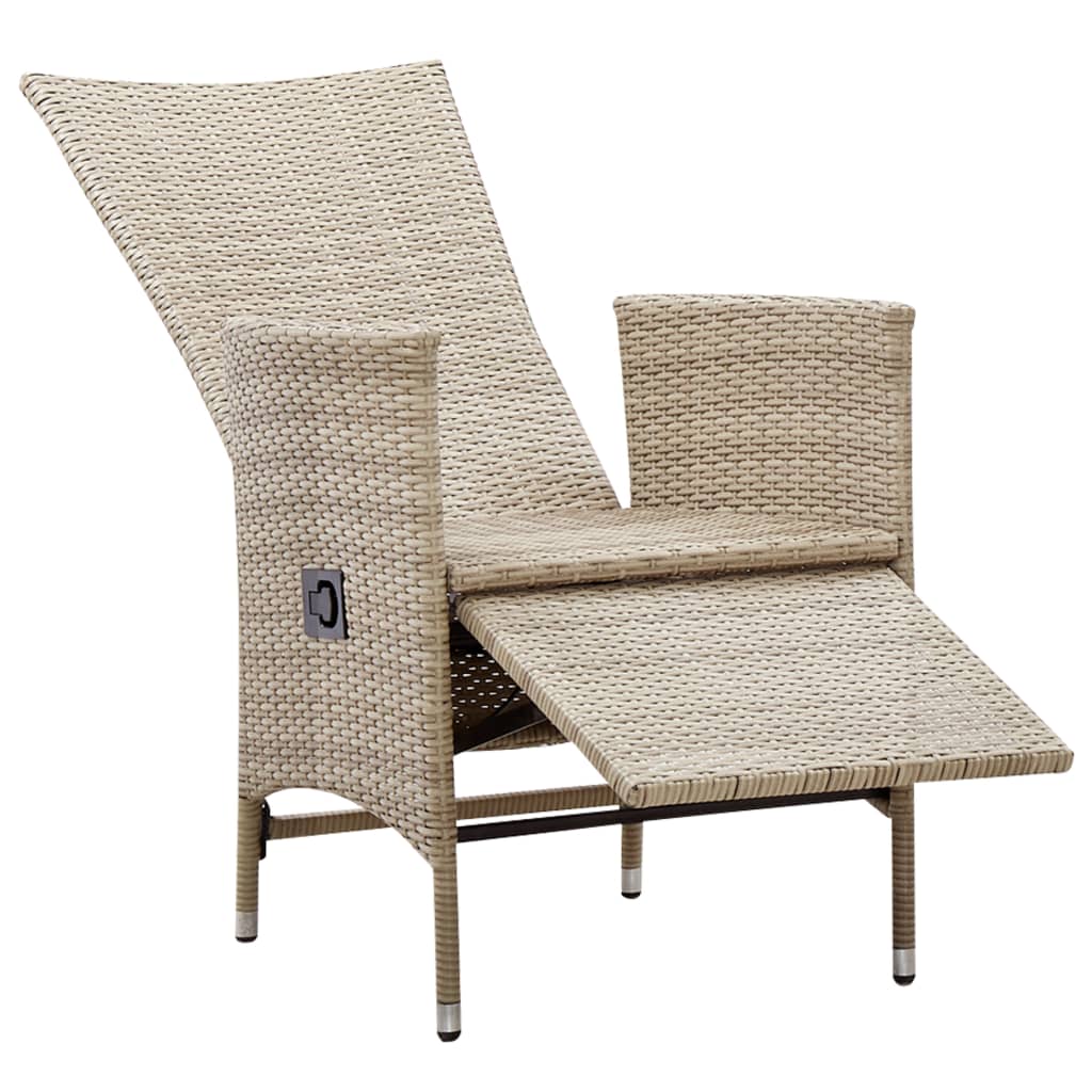 Tuinstoelen Verstelbaar Met Kussens Poly Rattan 1 2 Beige