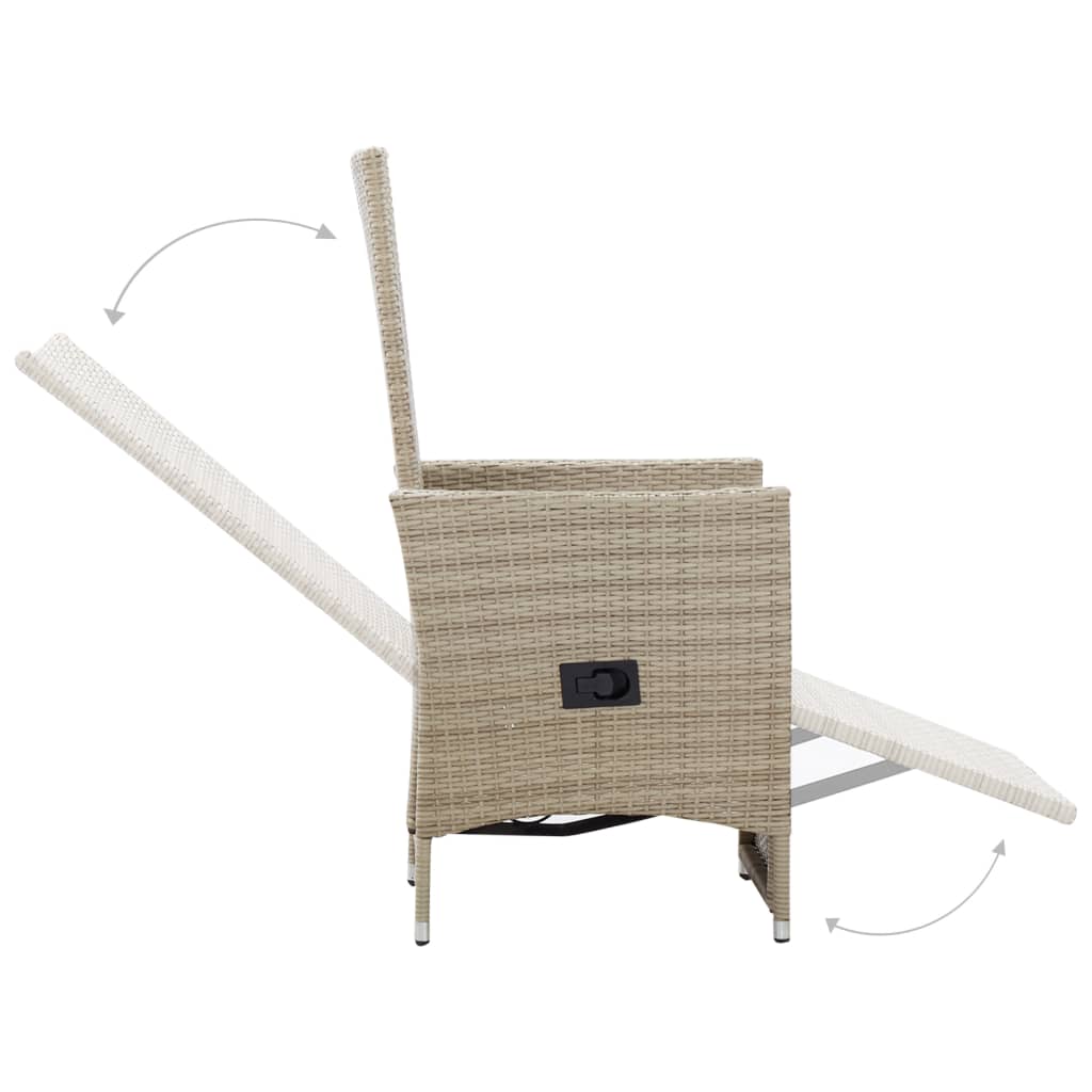 Tuinstoelen Verstelbaar Met Kussens Poly Rattan 1 2 Beige