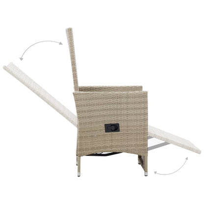 Tuinstoelen Verstelbaar Met Kussens Poly Rattan 1 2 Beige