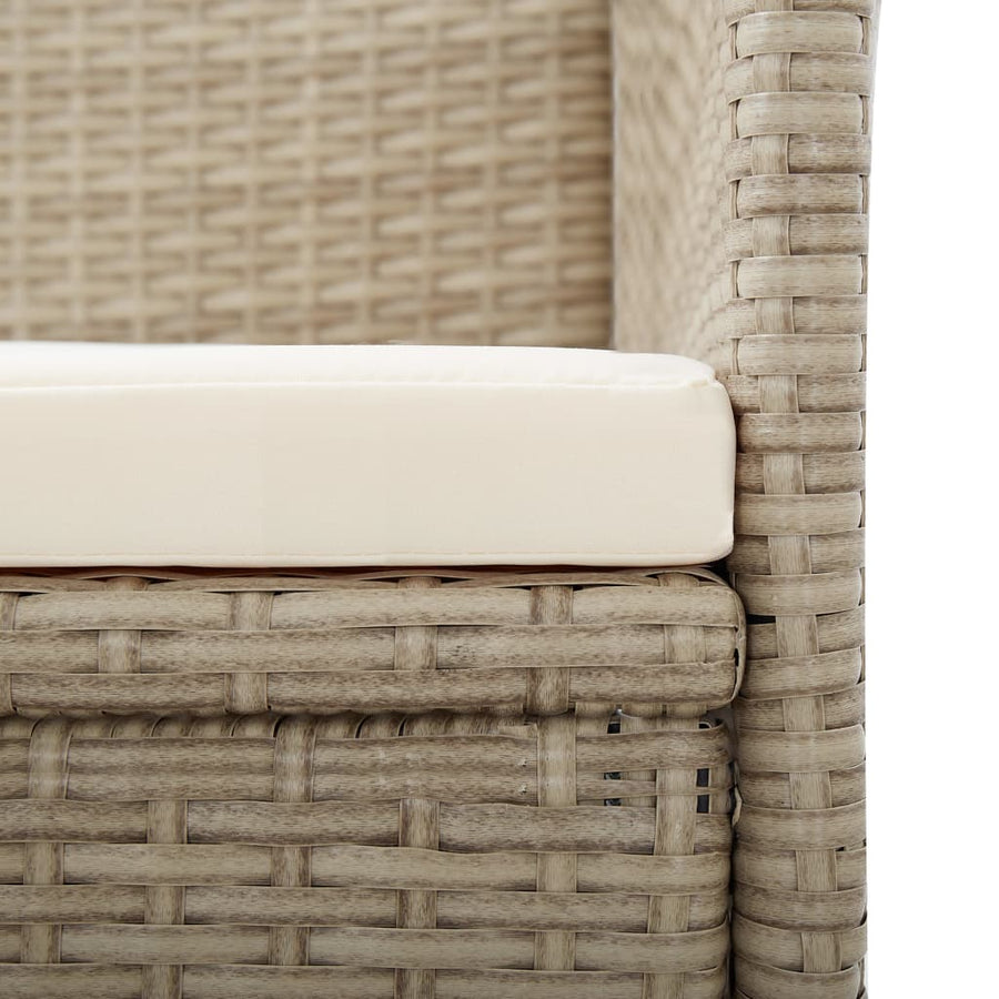 Tuinstoelen Verstelbaar Met Kussens Poly Rattan 1 2 Beige