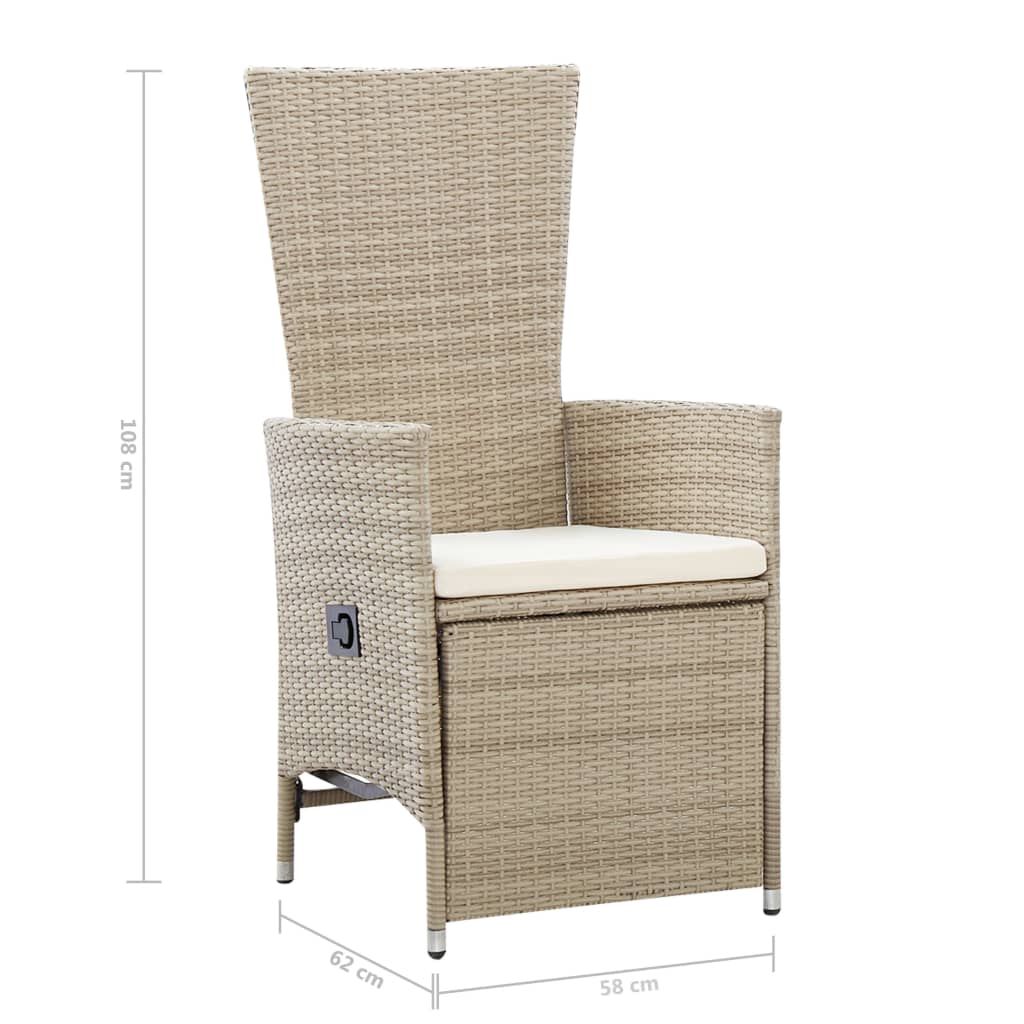 Tuinstoelen Verstelbaar Met Kussens Poly Rattan 1 2 Beige