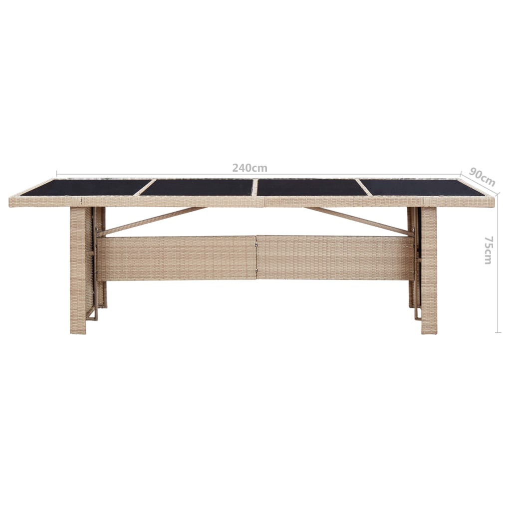 -Delige Tuinset Met Kussens Poly Rattan Beige 9 240 cm tafellengte