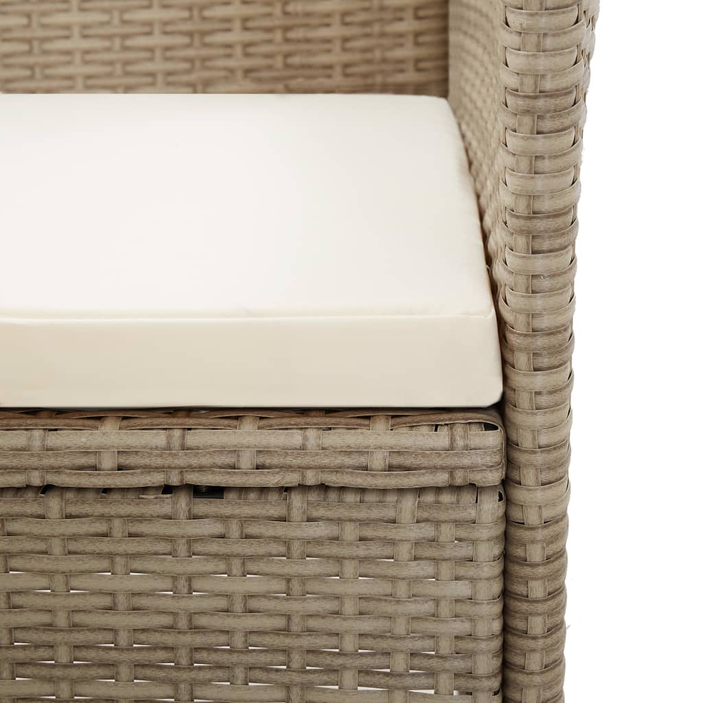 -Delige Tuinset Met Kussens Poly Rattan Beige 9 240 cm tafellengte