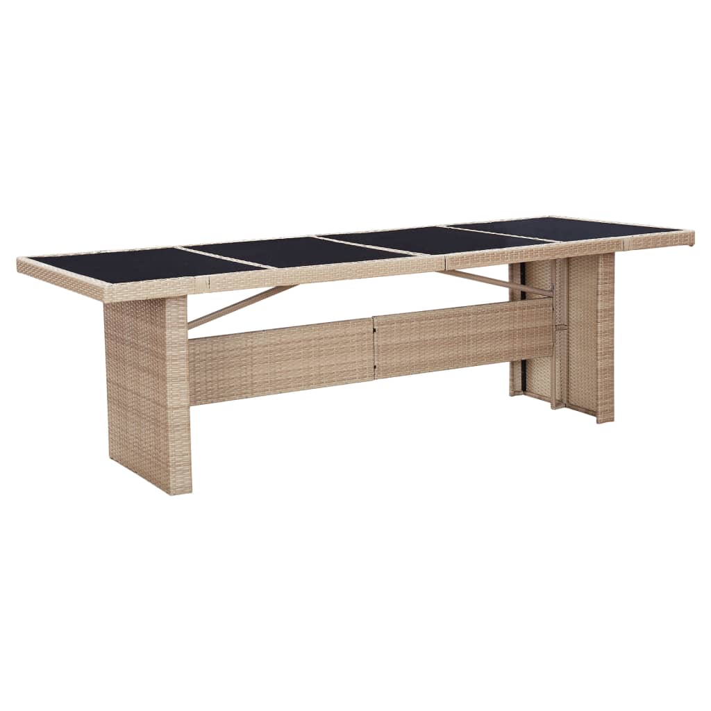 -Delige Tuinset Met Kussens Poly Rattan Beige 9 240 cm tafellengte