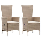 Tuinstoelen 2 st poly rattan beige met kussens