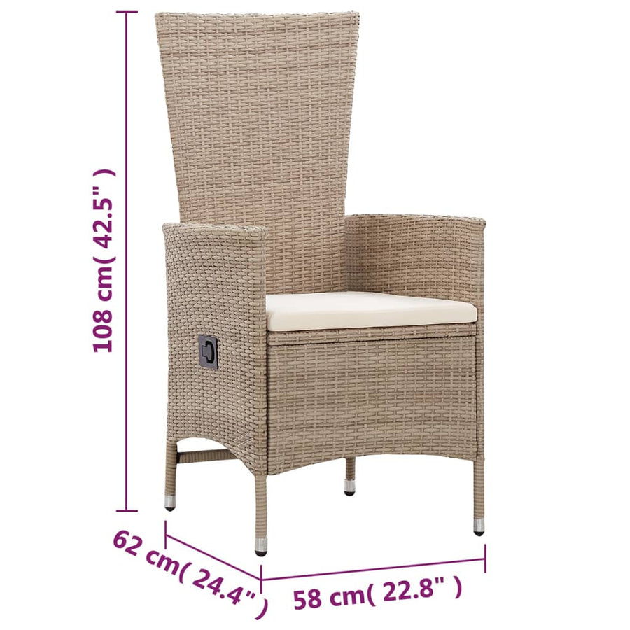 Tuinstoelen Met Kussens Poly Rattan Beige