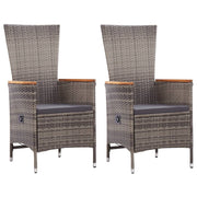 Garden chairs 2 pcs with cushions poly rattan grey