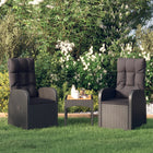 Garden chairs 2 pcs adjustable with cushions poly rattan black