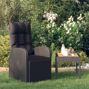 Tuinstoel verstelbaar poly rattan zwart met kussen