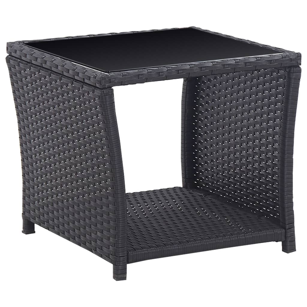 3-delige Bistroset met kussens poly rattan zwart
