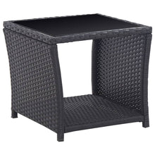 3-delige Bistroset met kussens poly rattan zwart