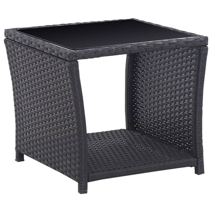3-delige Bistroset met kussens poly rattan zwart