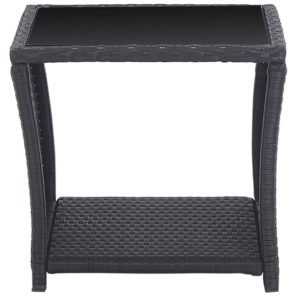 3-delige Bistroset met kussens poly rattan zwart