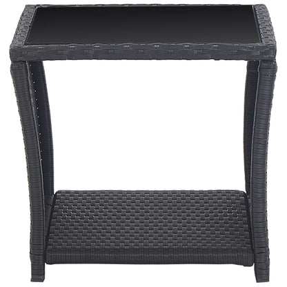 3-delige Bistroset met kussens poly rattan zwart