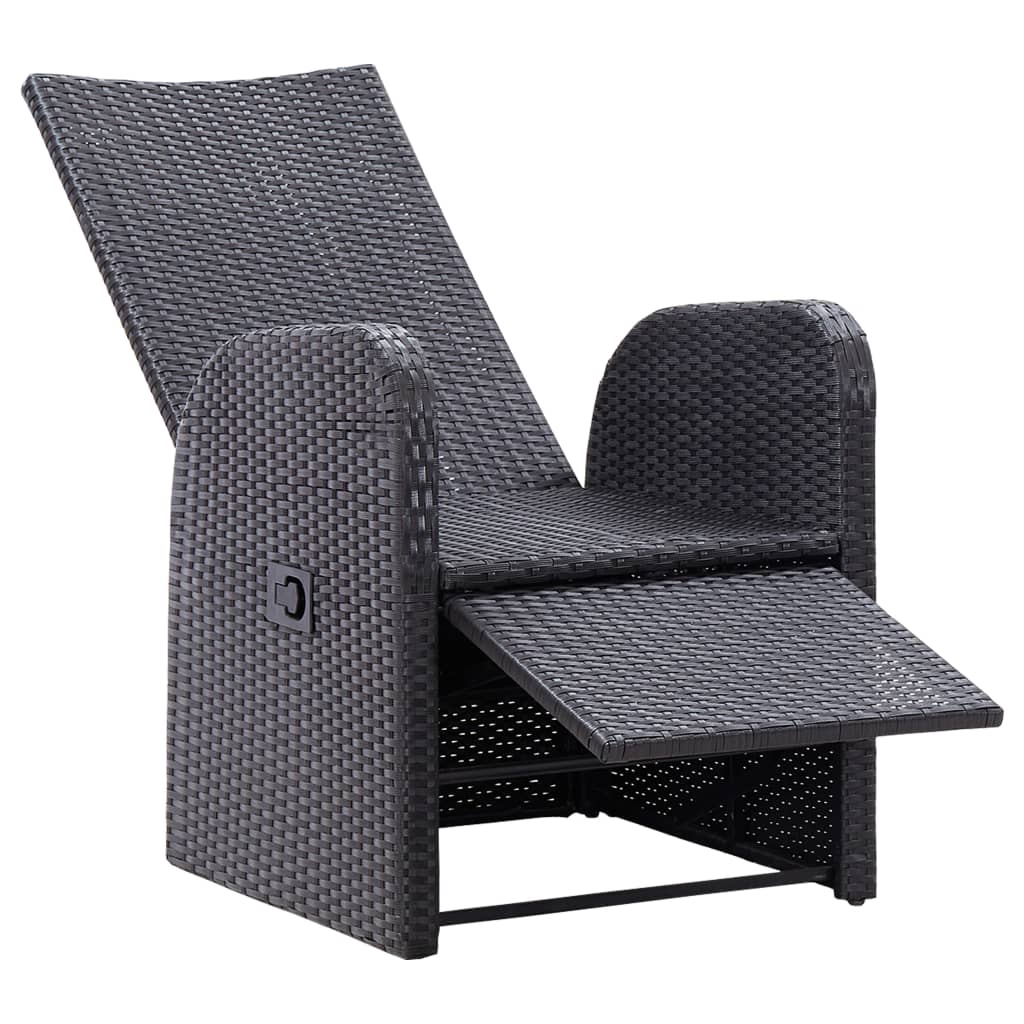 3-delige Bistroset met kussens poly rattan zwart