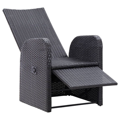 3-delige Bistroset met kussens poly rattan zwart