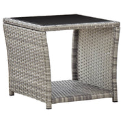 Coffee table 45x45x40 cm poly rattan and glass grey