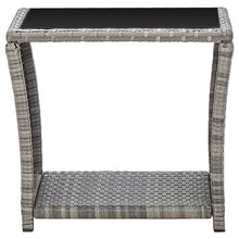 Salontafel 45X45X40 Cm Poly Rattan En Glas Grijs