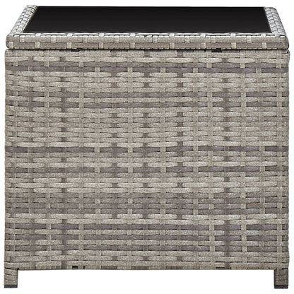 Salontafel 45X45X40 Cm Poly Rattan En Glas Grijs