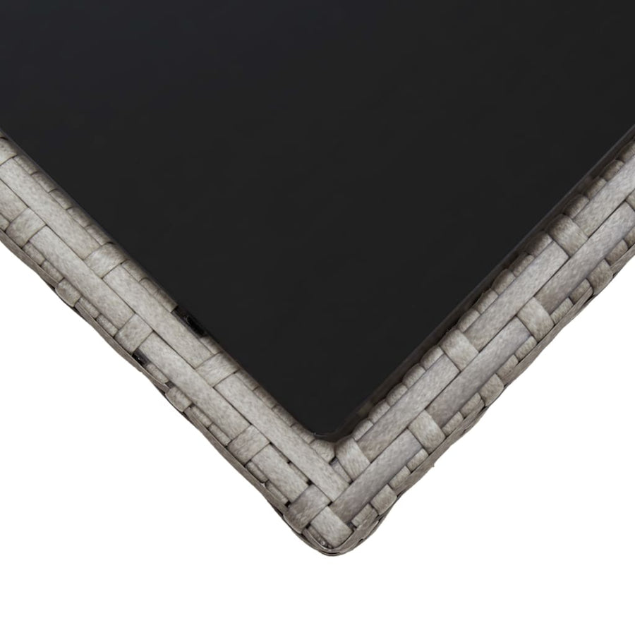 Salontafel 45X45X40 Cm Poly Rattan En Glas Grijs