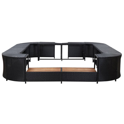 Spa-Ombouw Vierkant 268X268X55 Cm Poly Rattan Zwart