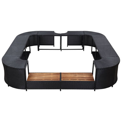 Spa-Ombouw Vierkant 268X268X55 Cm Poly Rattan Zwart