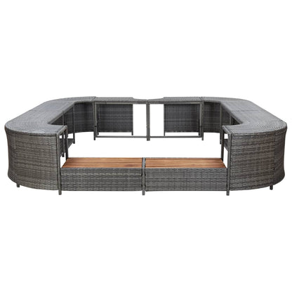 Spa-Ombouw Vierkant 268X268X55 Cm Poly Rattan Grijs