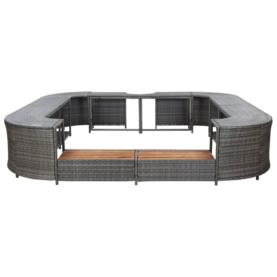 Spa-Ombouw Vierkant 268X268X55 Cm Poly Rattan Grijs