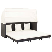 Slaapbank poly rattan 200x75x70 cm zwart