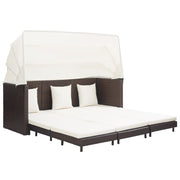3-seater extendable daybed with canopy, poly rattan brown