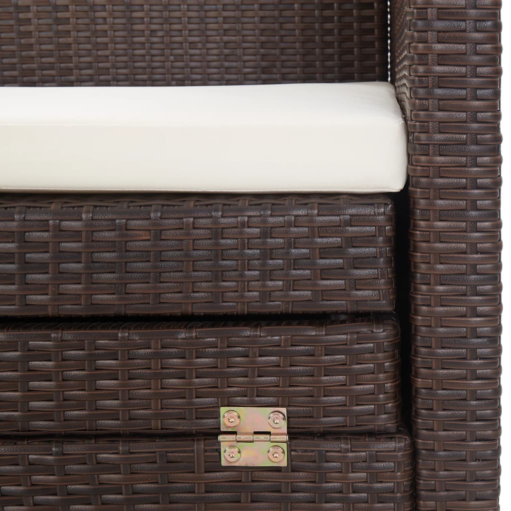 Slaapbank Met Luifel 3-Zits Verlengbaar Poly Rattan Bruin