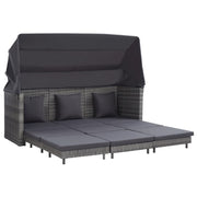 Slaapbank poly rattan grijs verlengbaar 200x75x70 cm