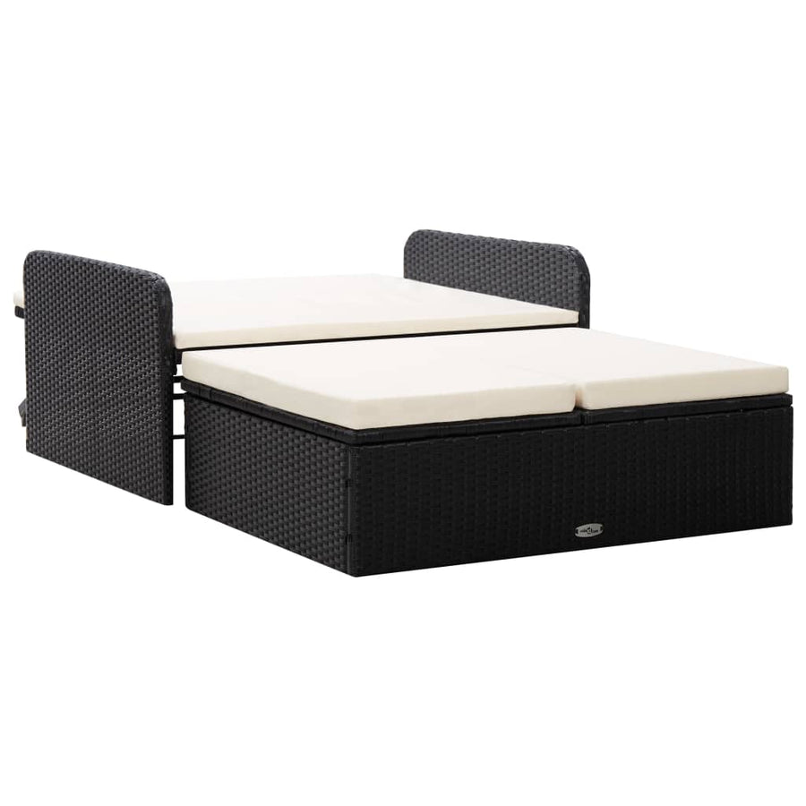 -Delige Loungeset Met Kussens Poly Rattan Zwart