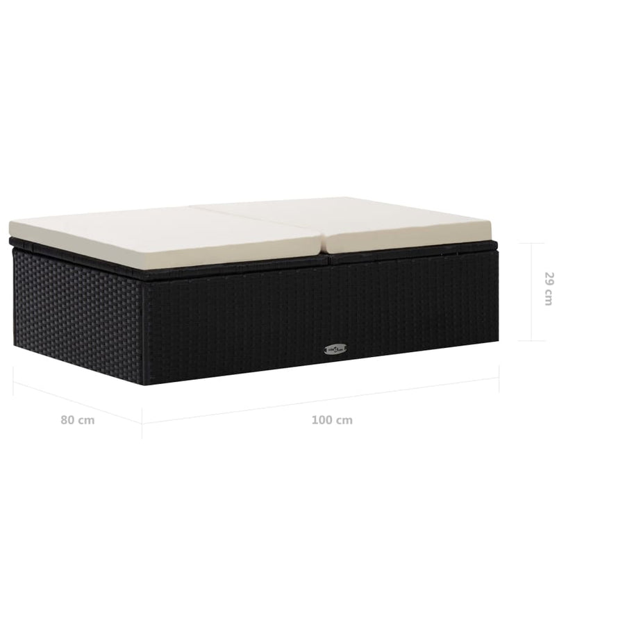 -Delige Loungeset Met Kussens Poly Rattan Zwart