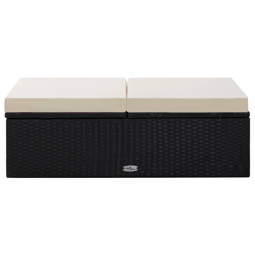 -Delige Loungeset Met Kussens Poly Rattan Zwart