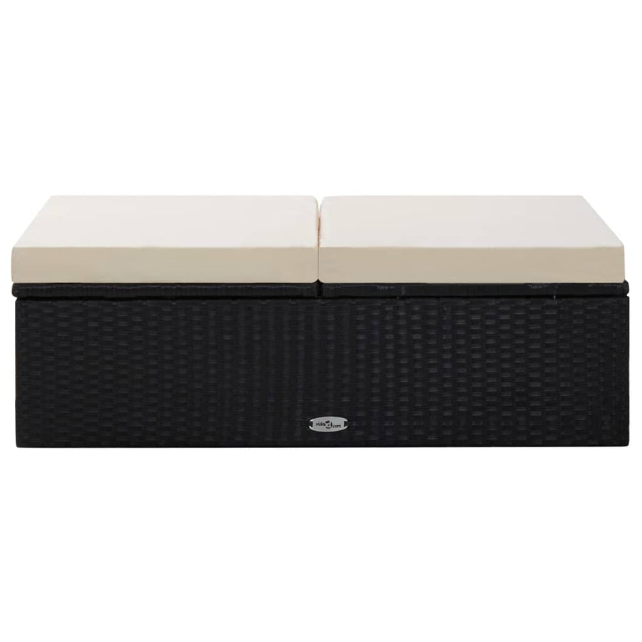 -Delige Loungeset Met Kussens Poly Rattan Zwart